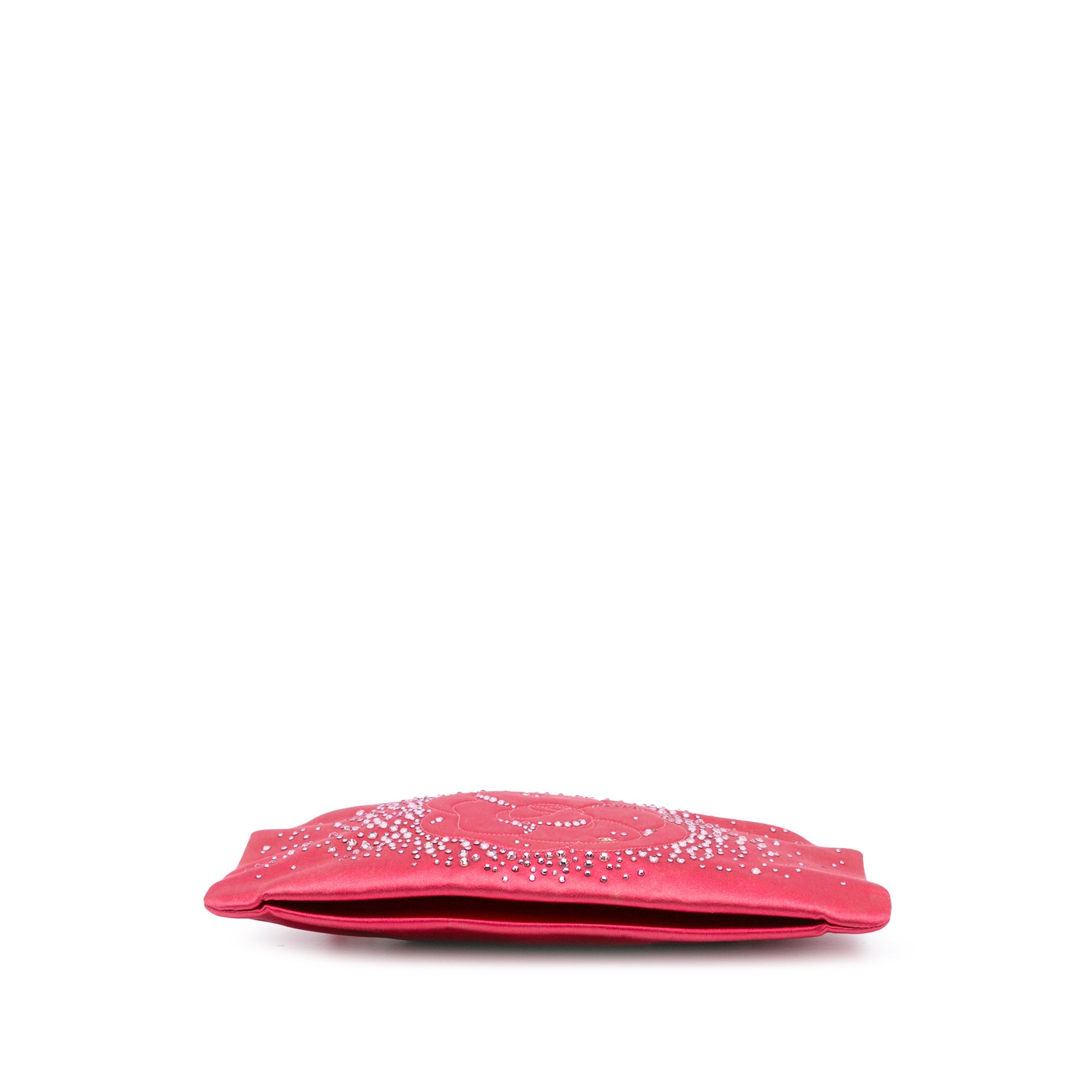 Satin Diamante Camellia Clutch with Chain