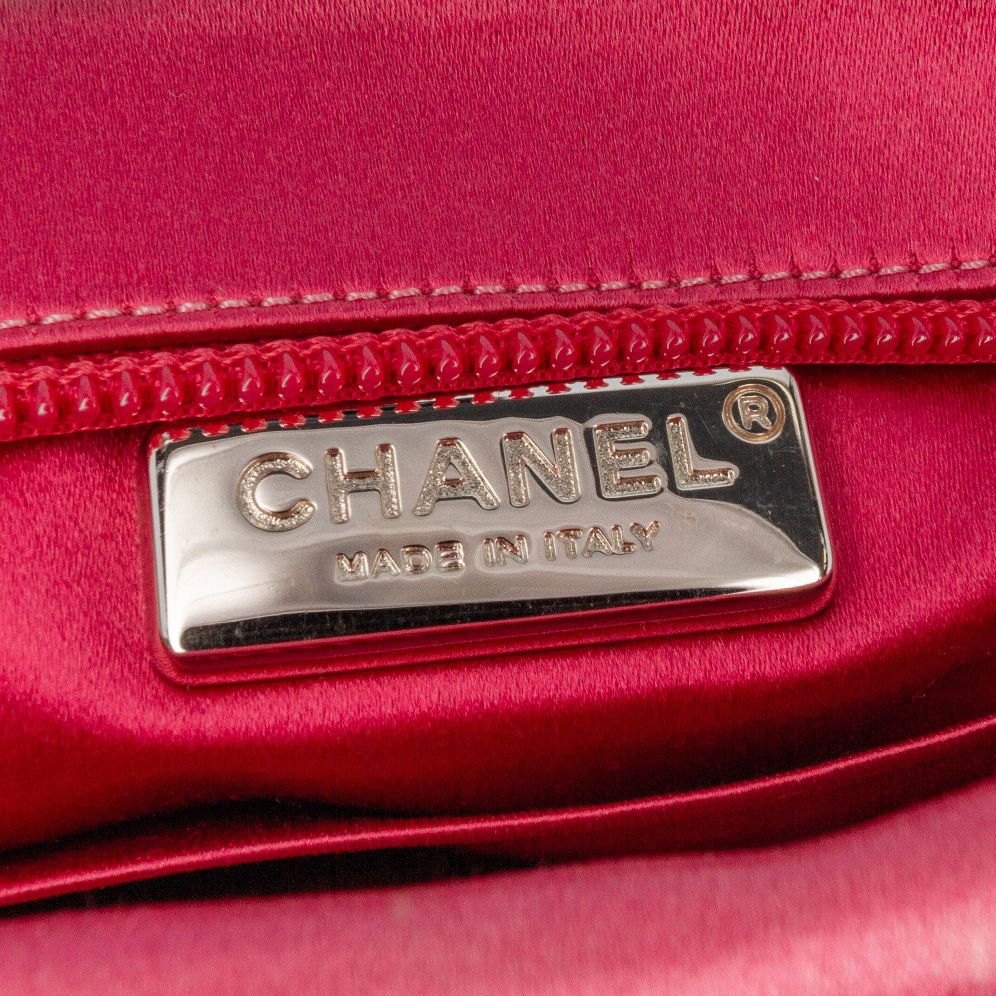 Satin Diamante Camellia Clutch with Chain