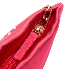 Satin Diamante Camellia Clutch with Chain