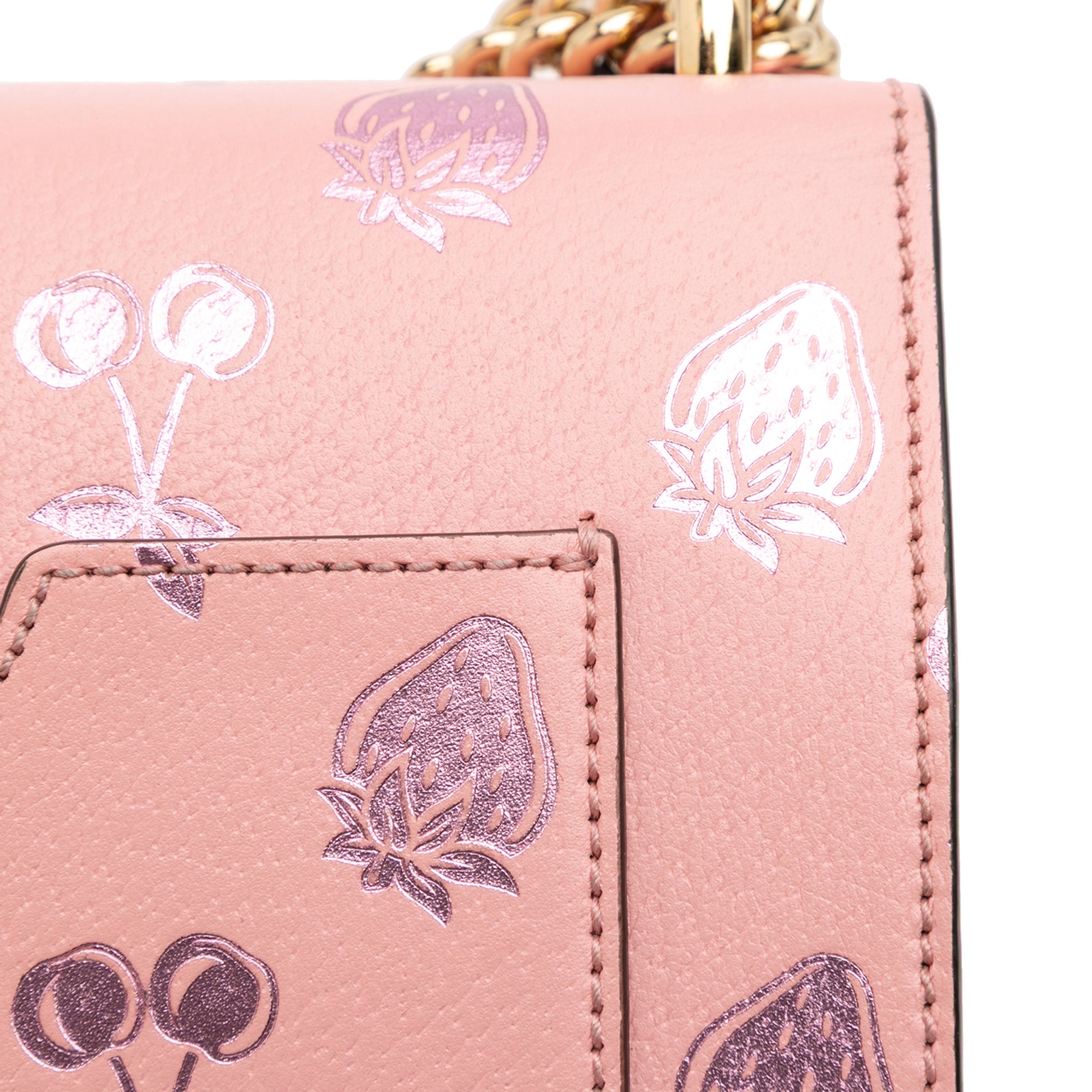 Small Leather Berry Print Padlock Crossbody