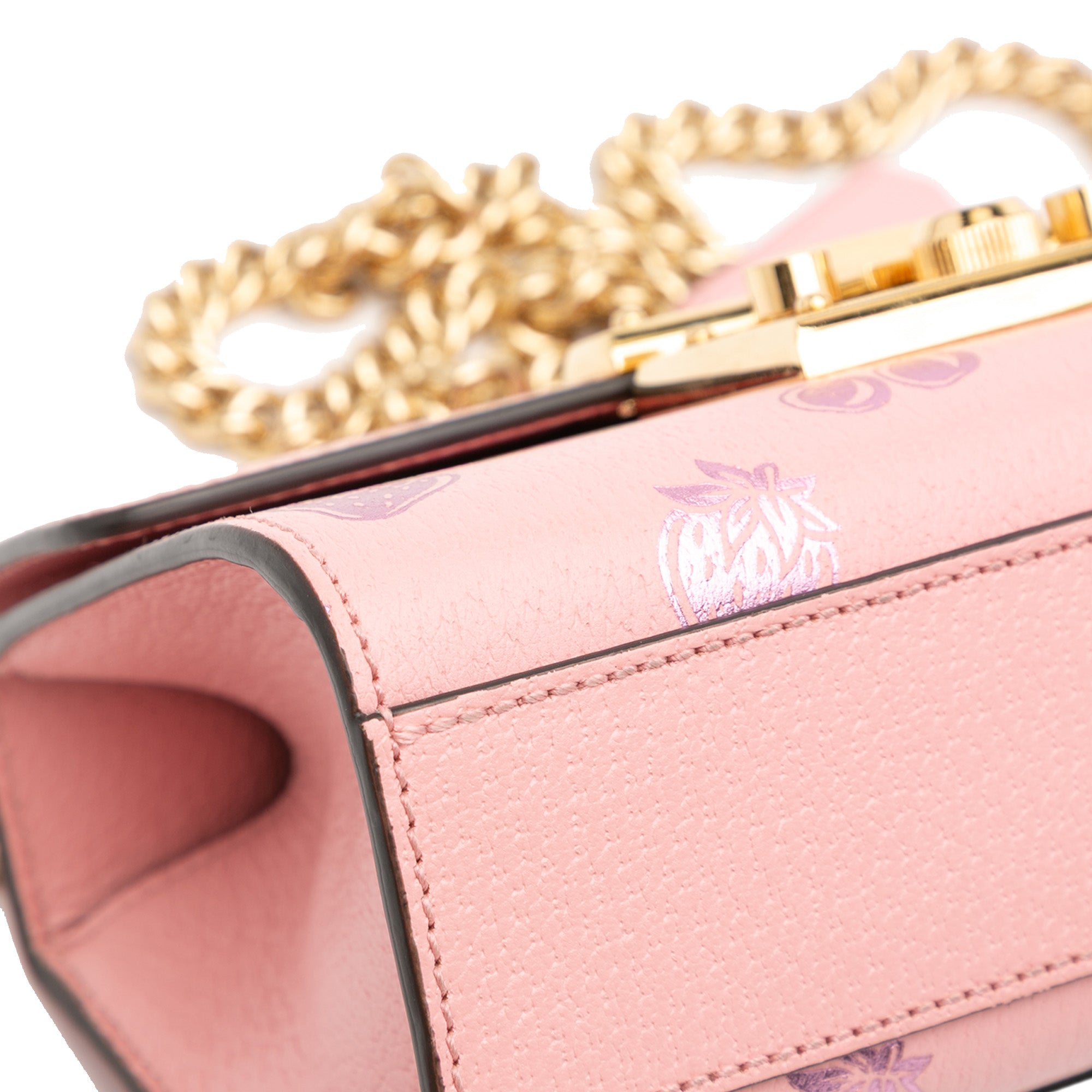 Small Leather Berry Print Padlock Crossbody