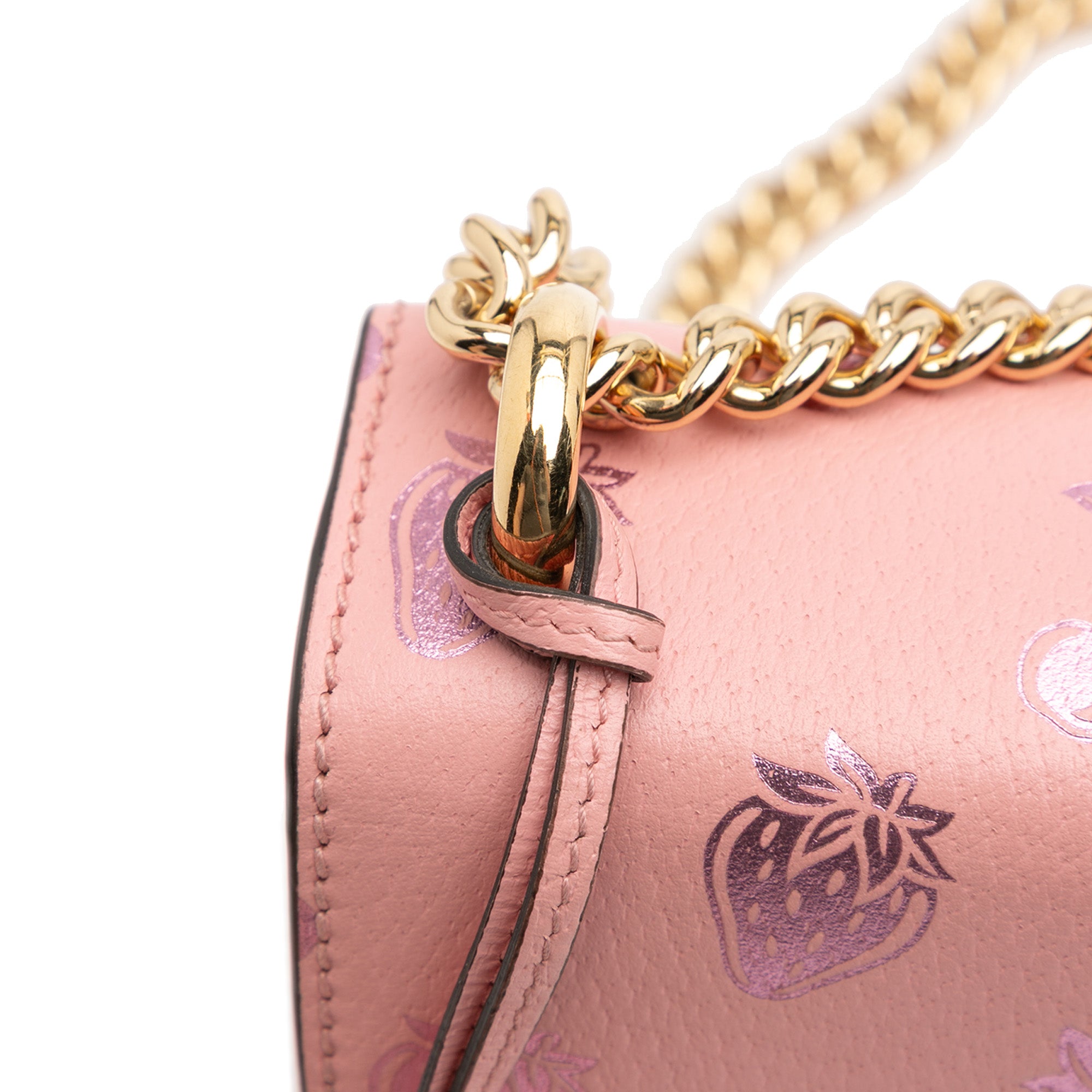 Small Leather Berry Print Padlock Crossbody