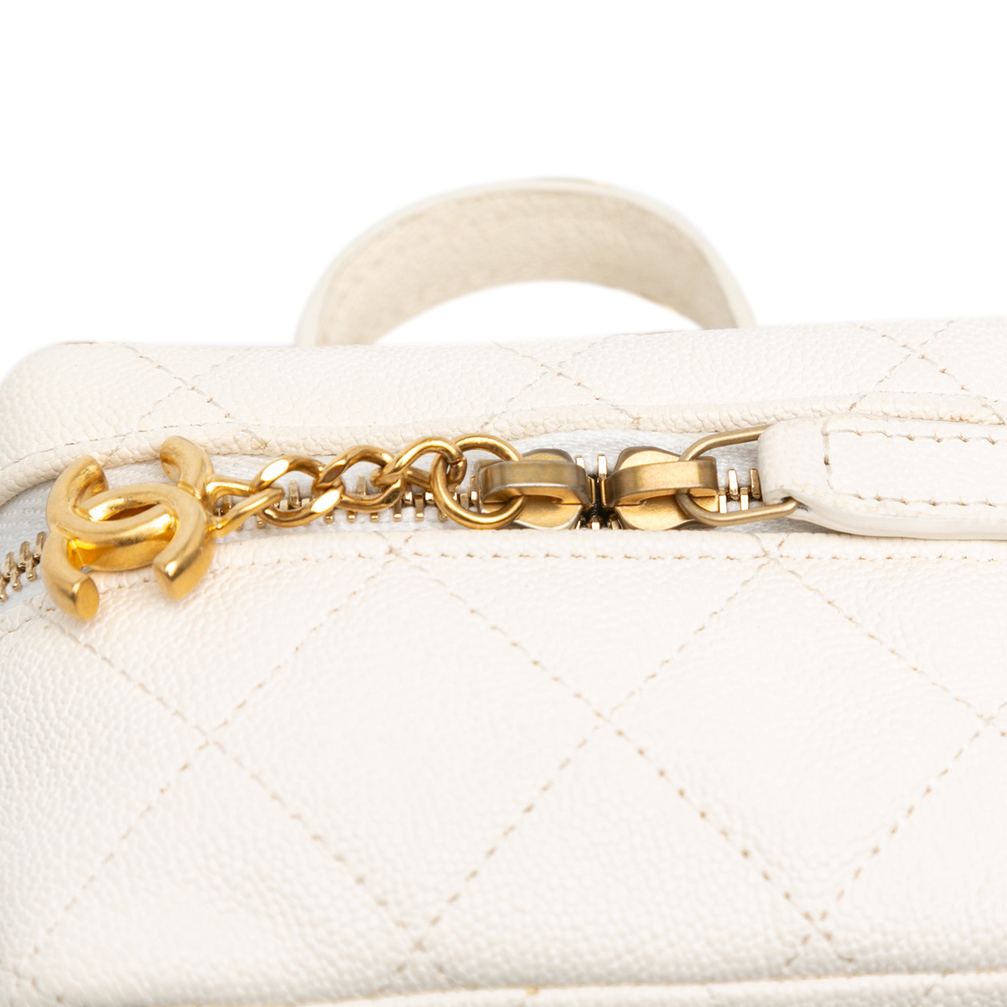 Mini Caviar Chain Zip Around Vanity Case