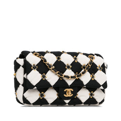 Medium Satin Métiers D’Art Checkered Embellished Flap_1