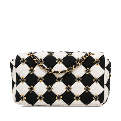 Medium Satin Métiers D’Art Checkered Embellished Flap_2