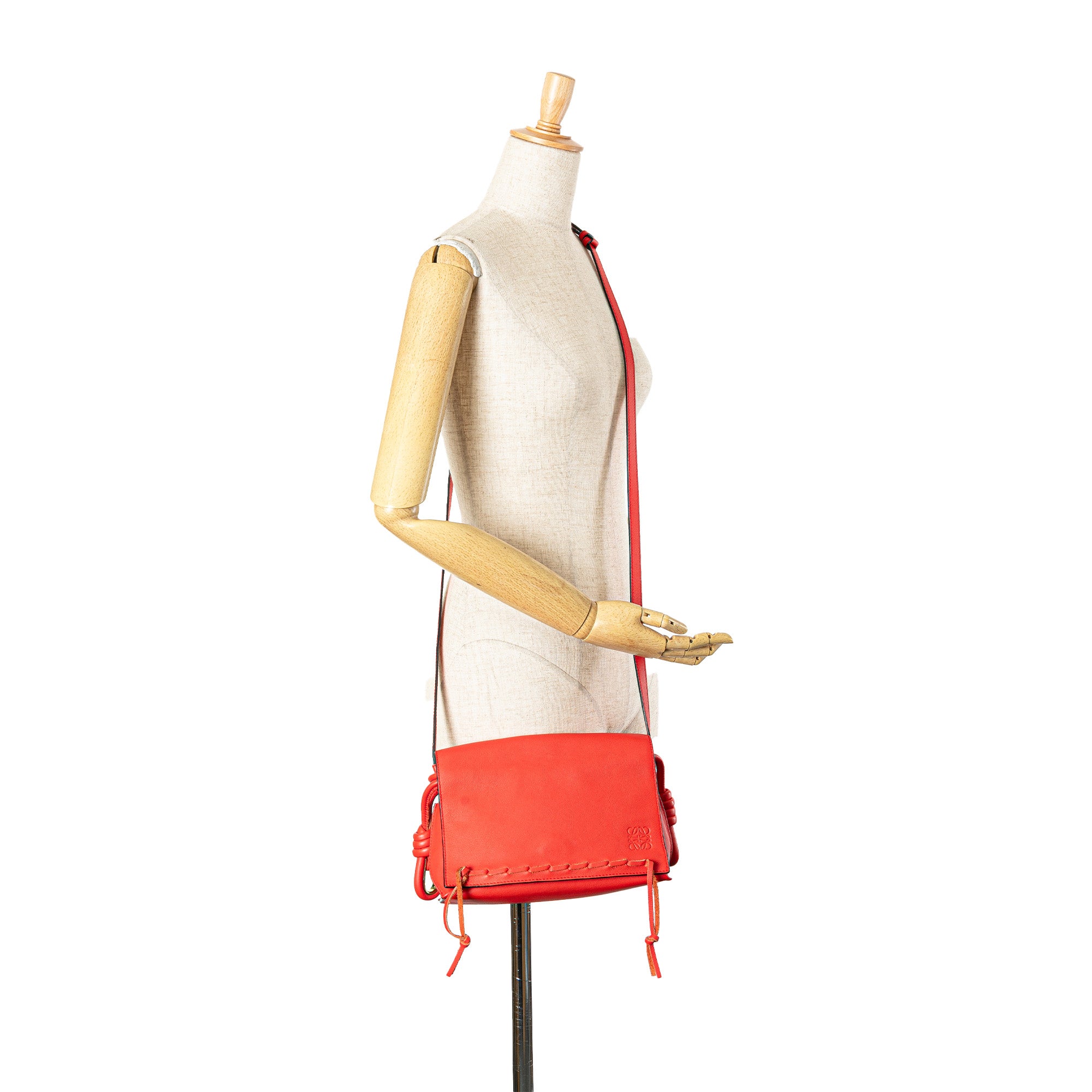 Leather Flamenco Knot Whipstitch Crossbody