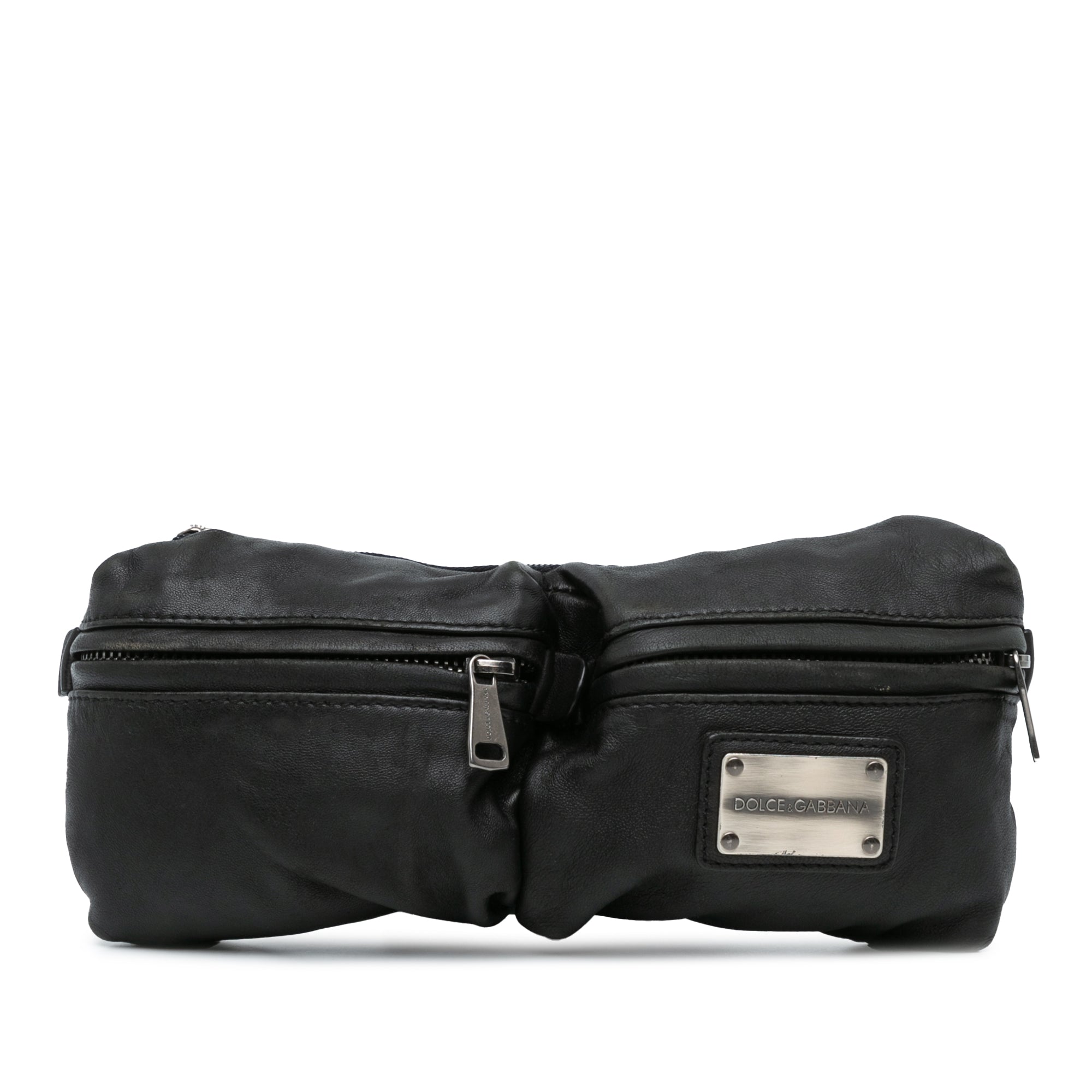 Leather Double Pocket Belt Bag