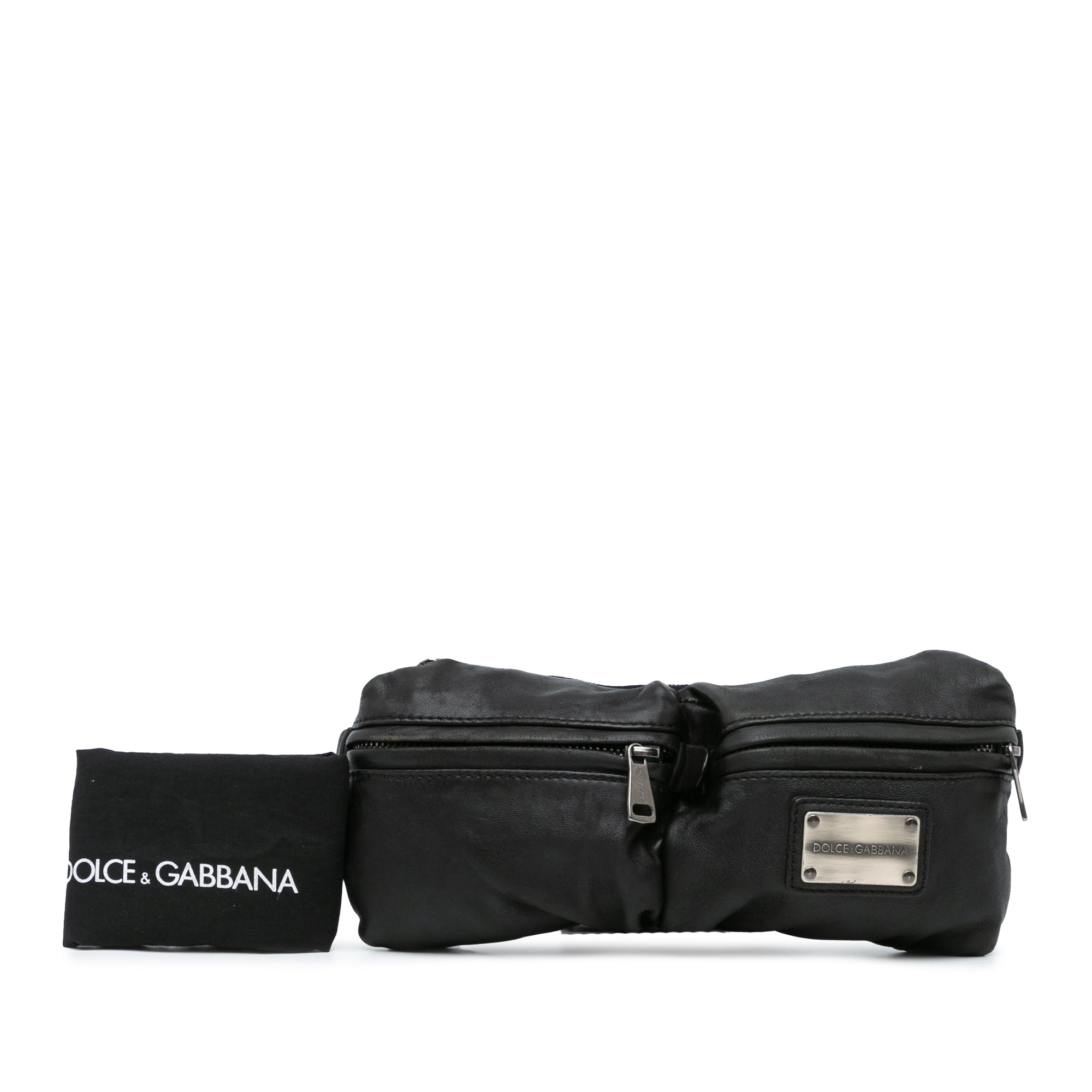 Leather Double Pocket Belt Bag