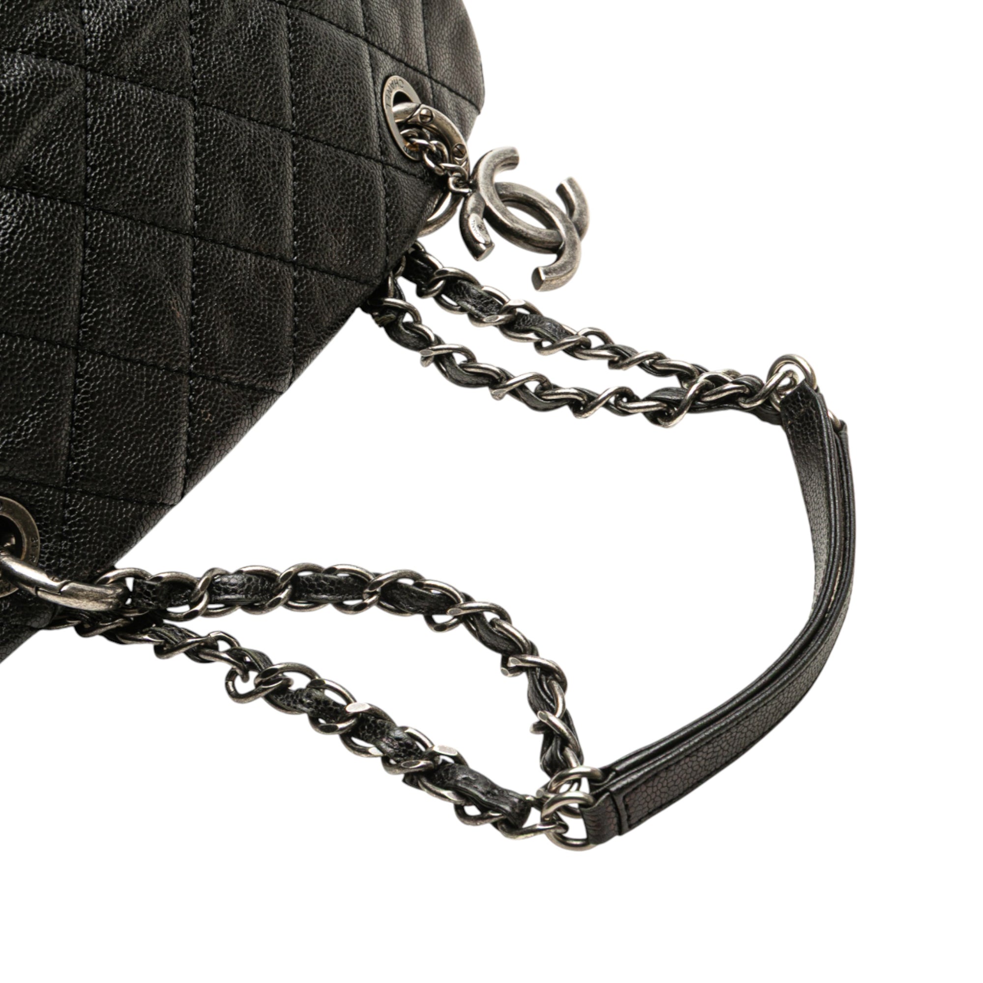 Quilted Iridescent Caviar Chic Shopping Tote