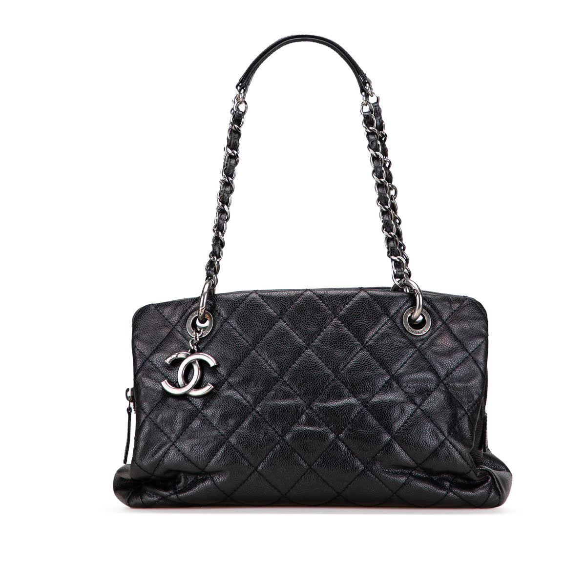 Quilted Iridescent Caviar Chic Shopping Tote