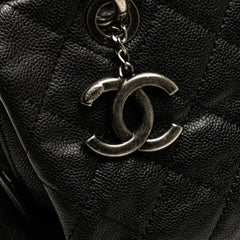 Quilted Iridescent Caviar Chic Shopping Tote