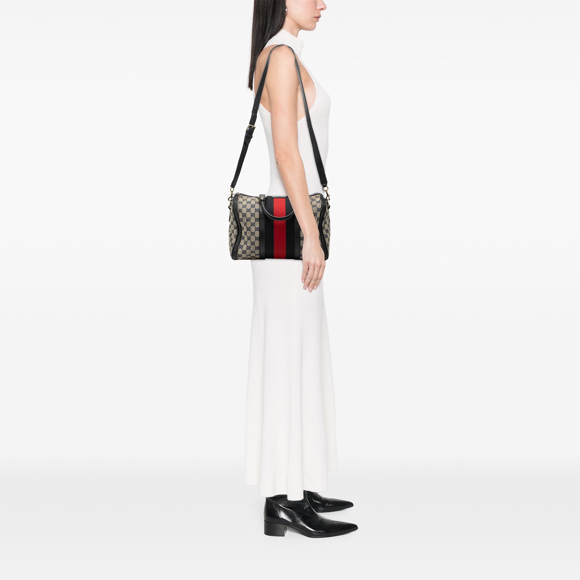 Medium GG Canvas Web Joy Boston Bag