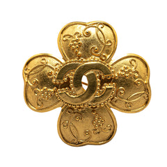 Gold Plated CC Clover Brooch