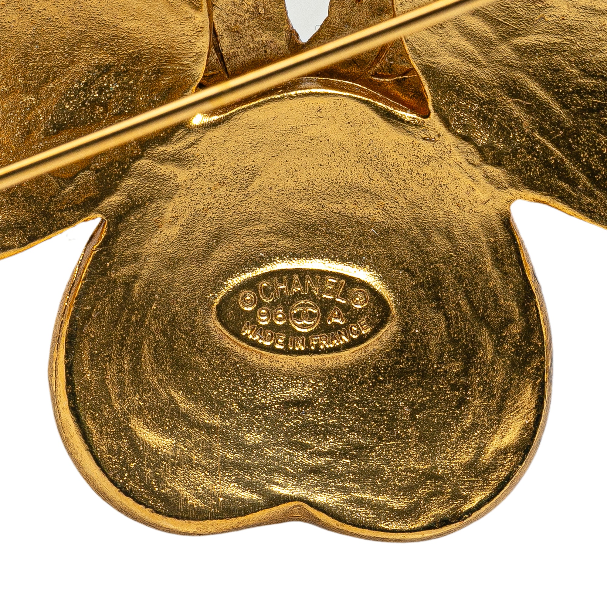 Gold Plated CC Clover Brooch
