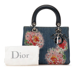 Medium Denim Floral Embellished Lady Dior