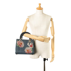 Medium Denim Floral Embellished Lady Dior