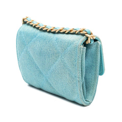 Quilted Denim 19 Card Holder with Chain