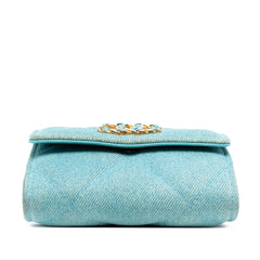 Quilted Denim 19 Card Holder with Chain