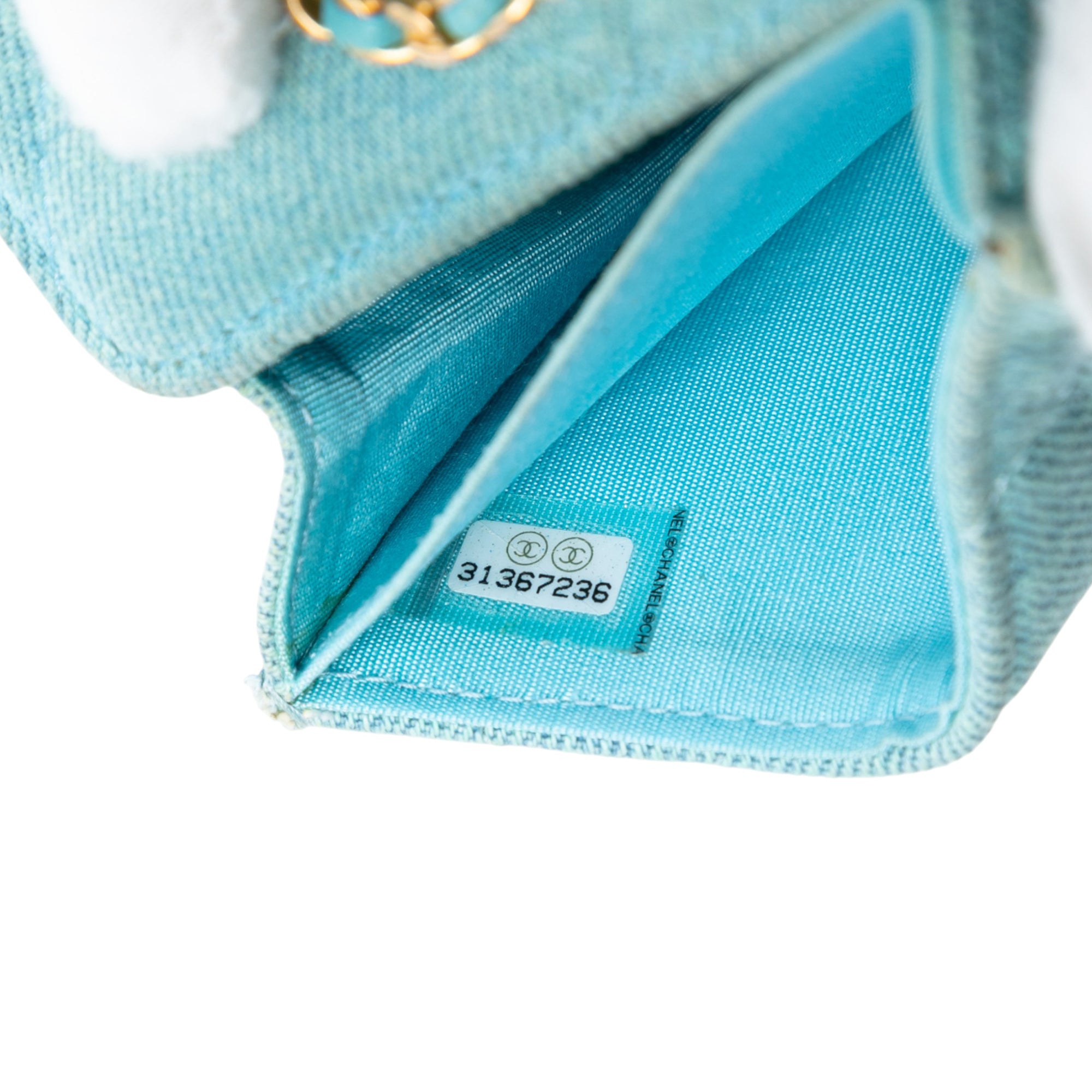 Quilted Denim 19 Card Holder with Chain