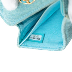 Quilted Denim 19 Card Holder with Chain