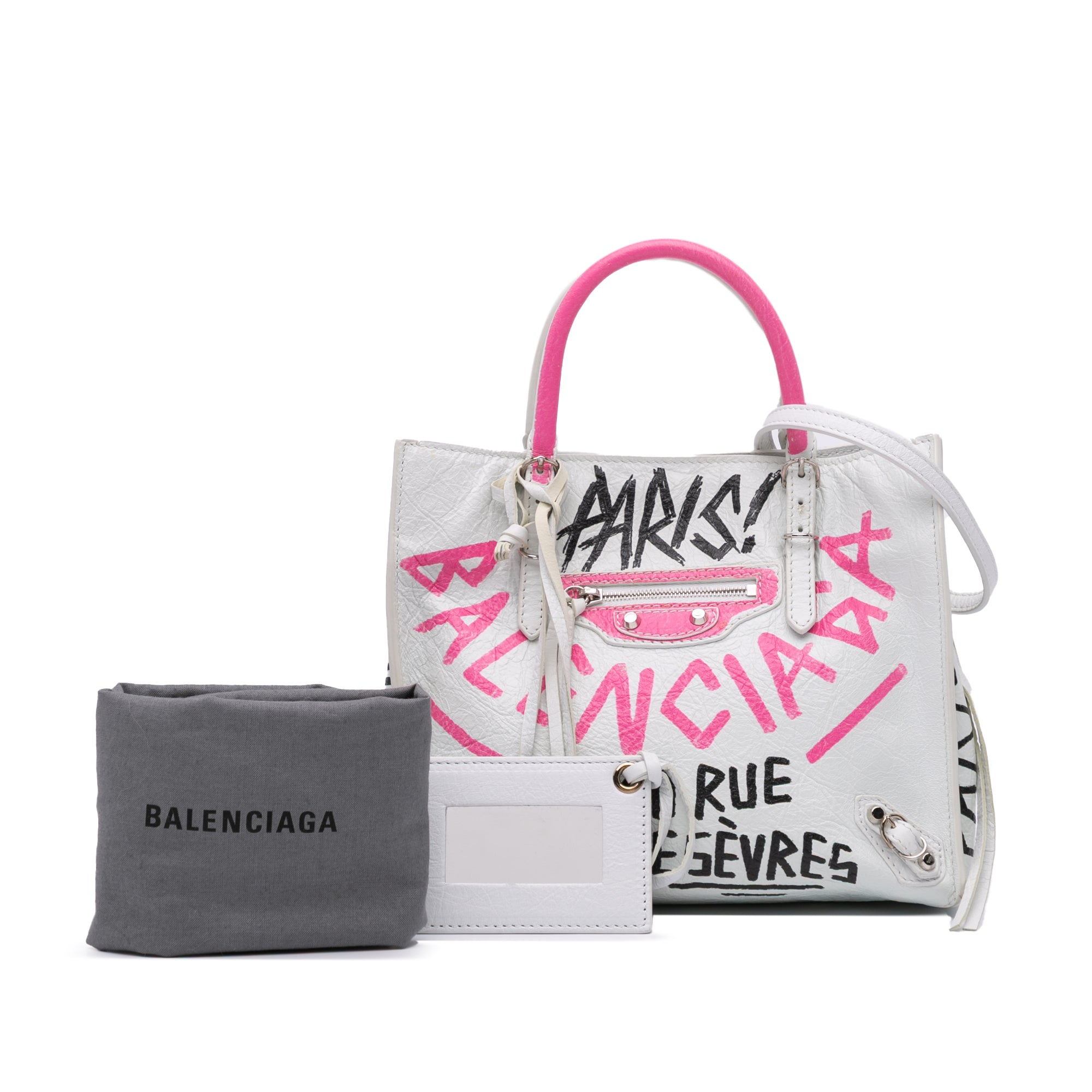 Mini Lambskin Graffiti Papier A4 Zip Around Satchel