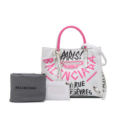 Mini Lambskin Graffiti Papier A4 Zip Around Satchel