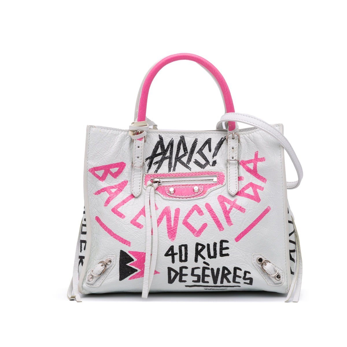 Mini Lambskin Graffiti Papier A4 Zip Around Satchel