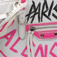 Mini Lambskin Graffiti Papier A4 Zip Around Satchel