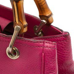 Small Calfskin Bamboo Shopper Satchel