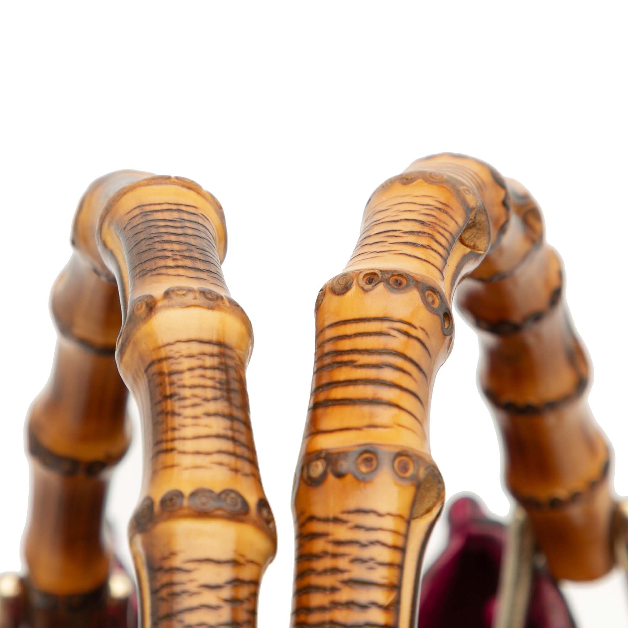 Small Calfskin Bamboo Shopper Satchel