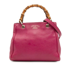 Small Calfskin Bamboo Shopper Satchel