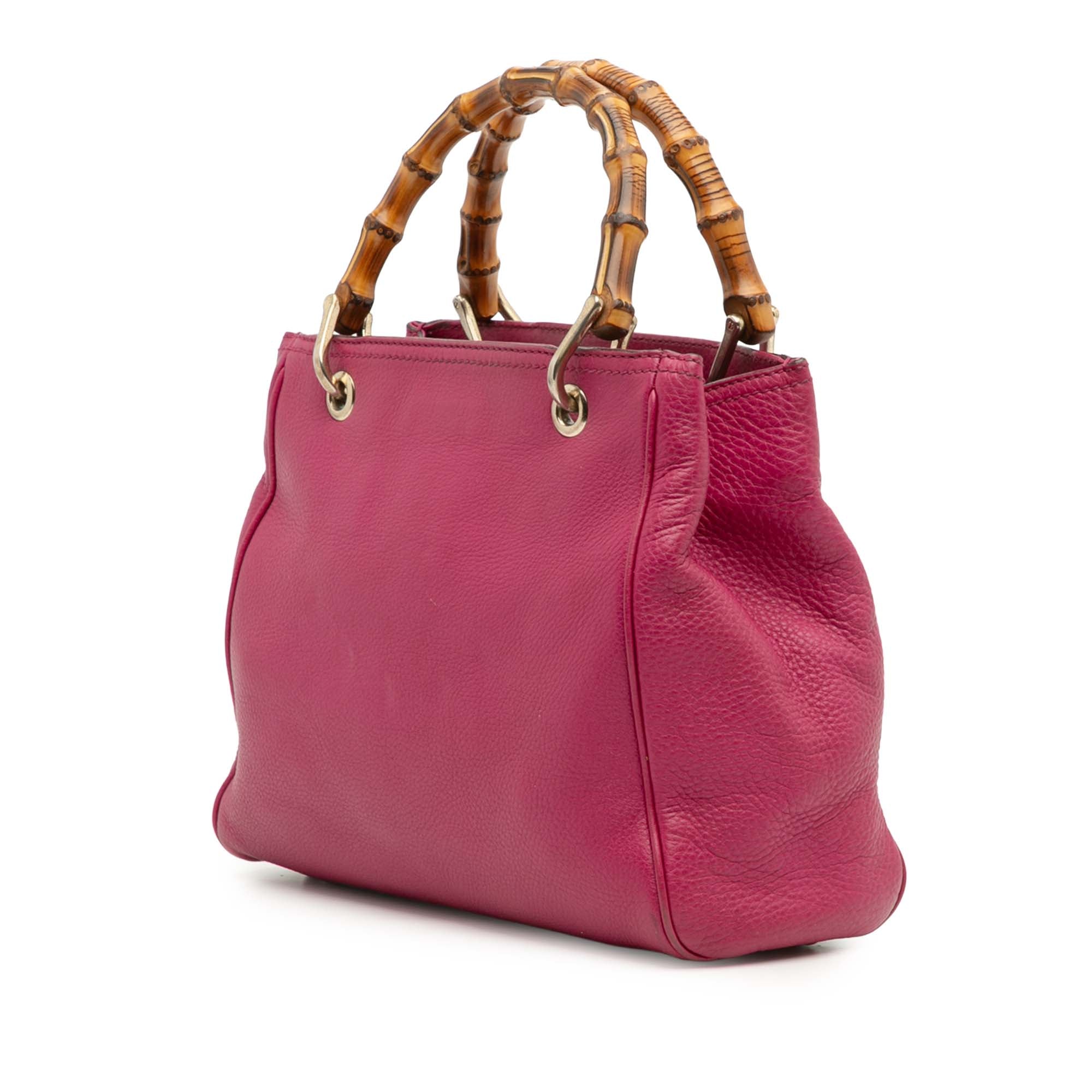 Small Calfskin Bamboo Shopper Satchel