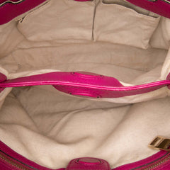 Small Calfskin Bamboo Shopper Satchel