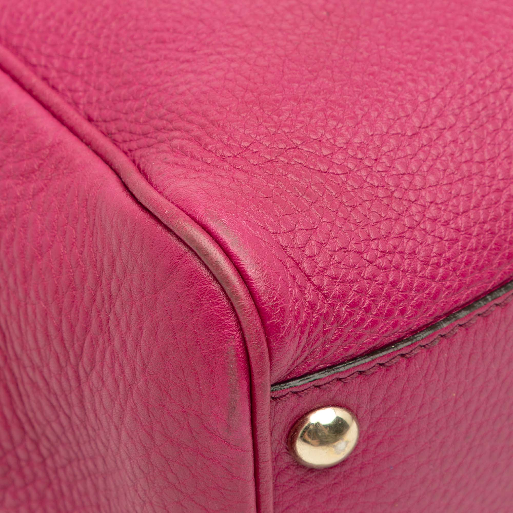 Small Calfskin Bamboo Shopper Satchel