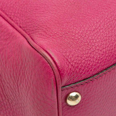 Small Calfskin Bamboo Shopper Satchel