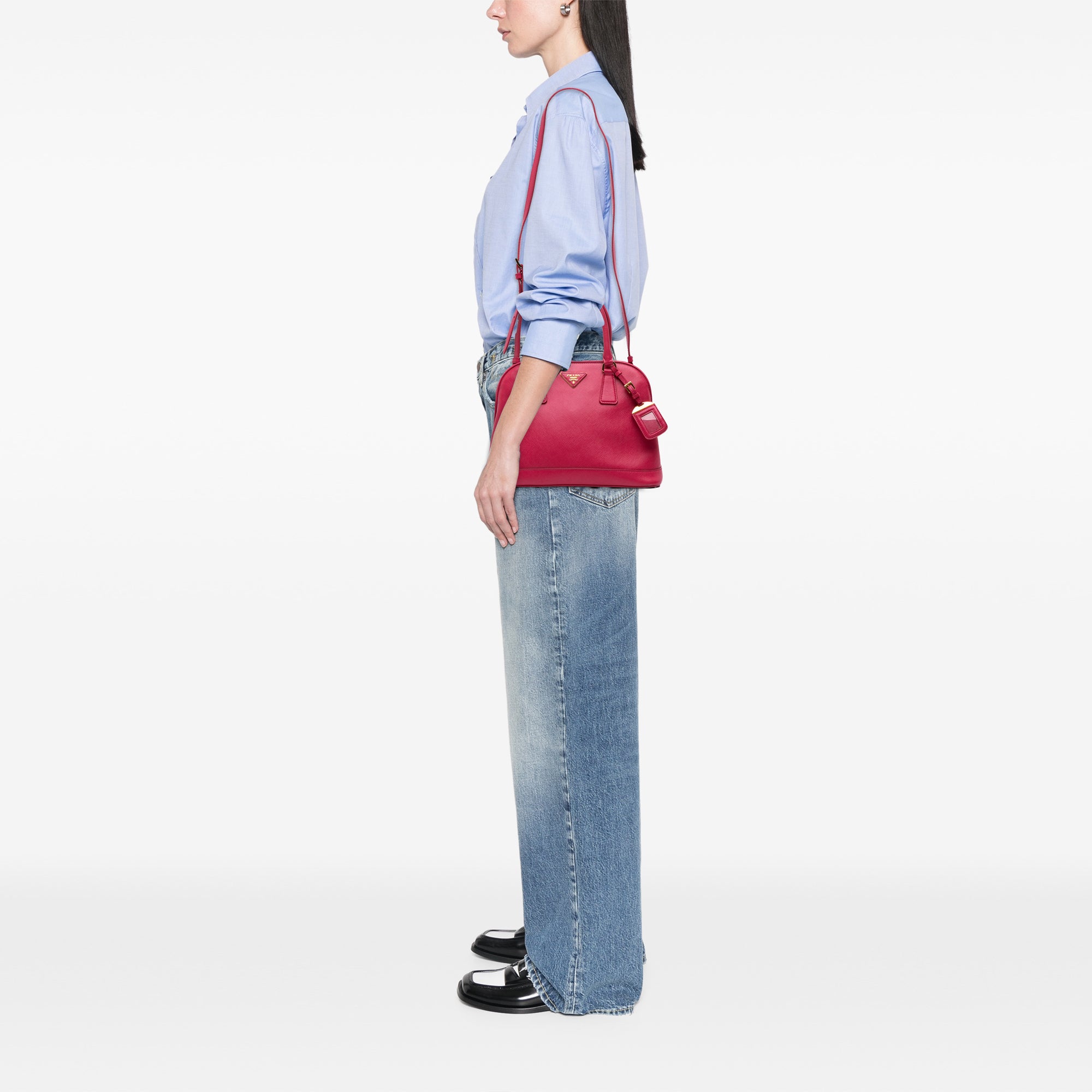 Medium Saffiano Lux Open Promenade Satchel
