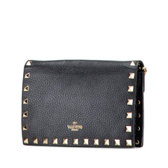 Pebbled Calfskin Rockstud Envelope Wallet on Chain