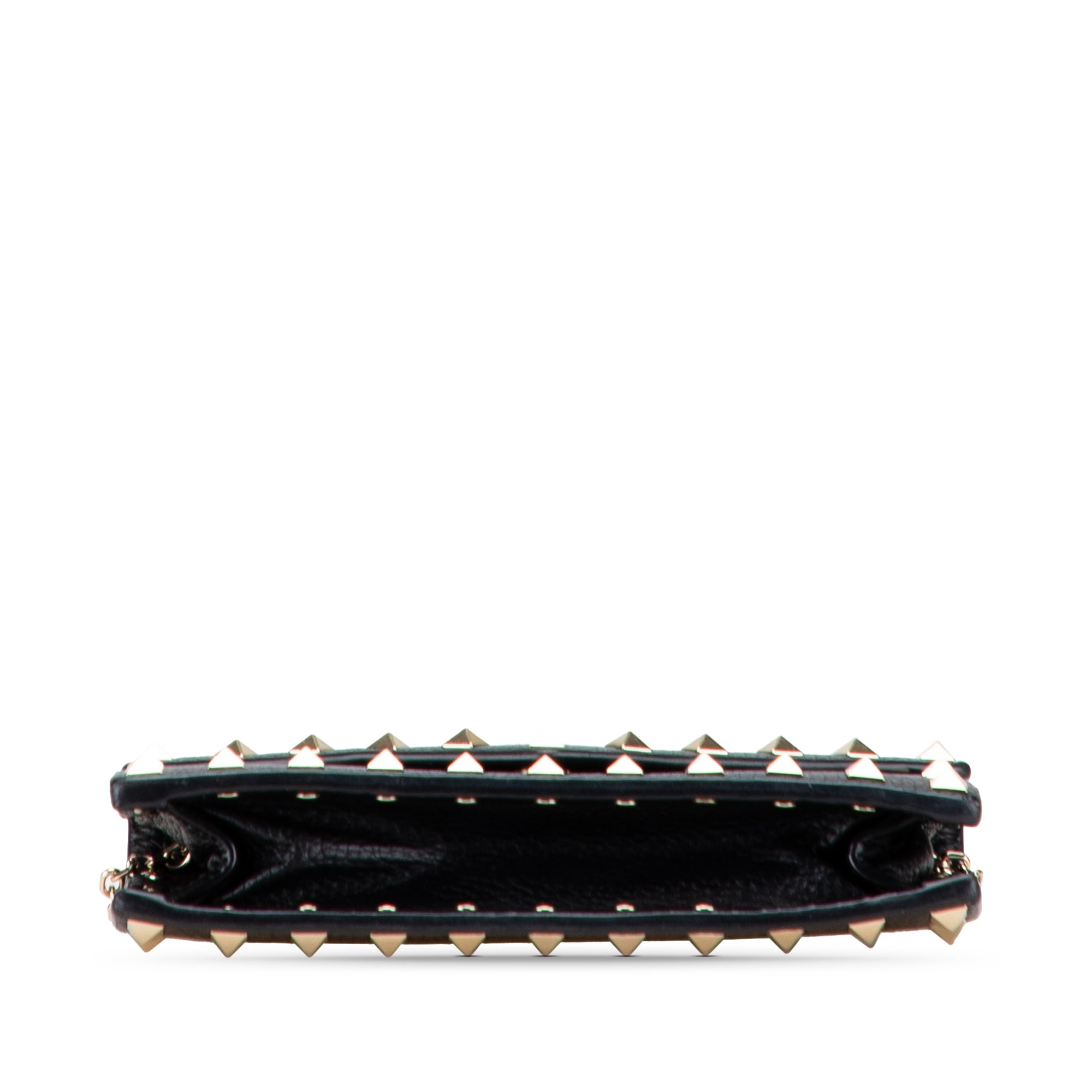 Pebbled Calfskin Rockstud Envelope Wallet on Chain