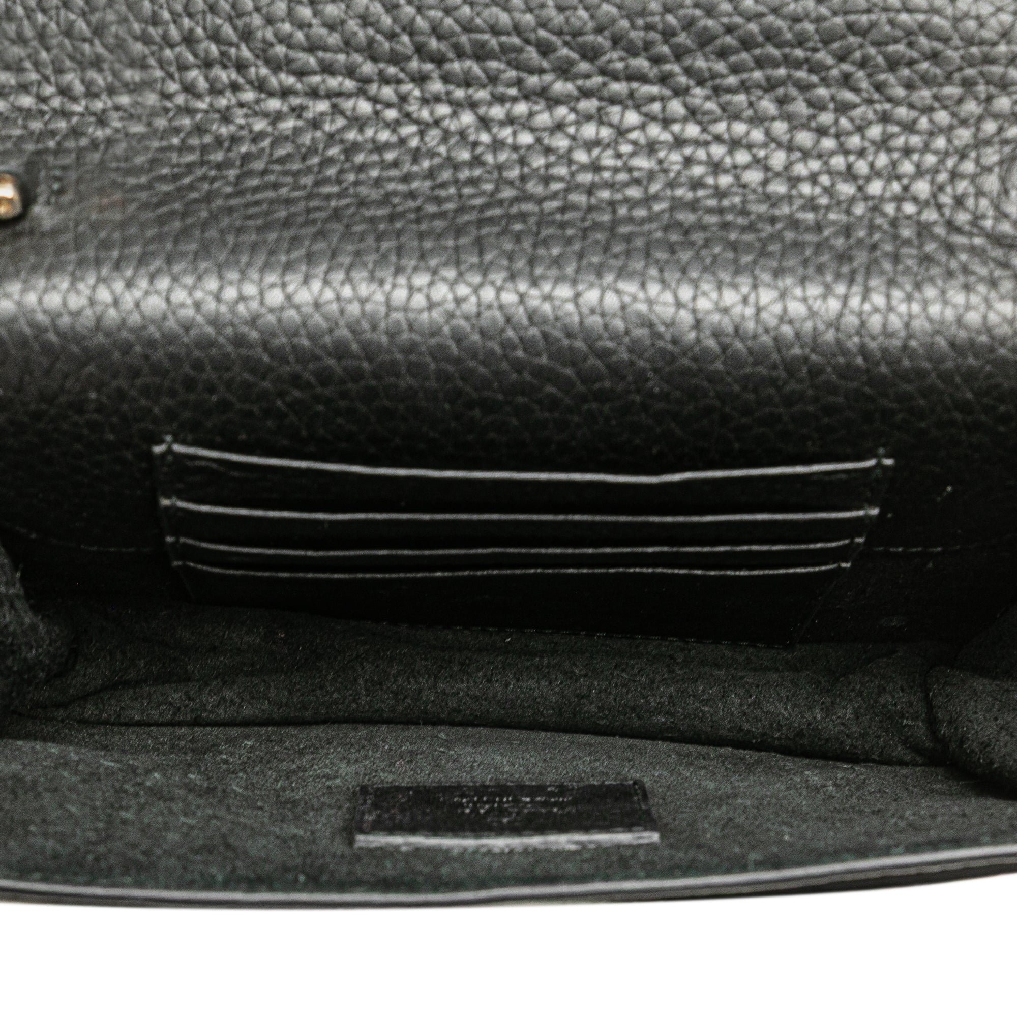 Pebbled Calfskin Rockstud Envelope Wallet on Chain