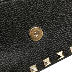 Pebbled Calfskin Rockstud Envelope Wallet on Chain