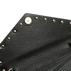 Pebbled Calfskin Rockstud Envelope Wallet on Chain