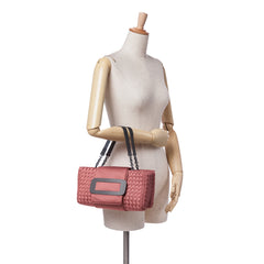 Canvas Intrecciato Buckle Flap Handbag