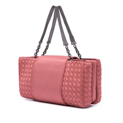 Canvas Intrecciato Buckle Flap Handbag
