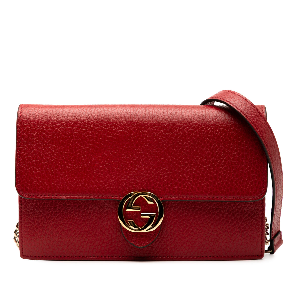 Leather Interlocking G Dollar Wallet on Chain