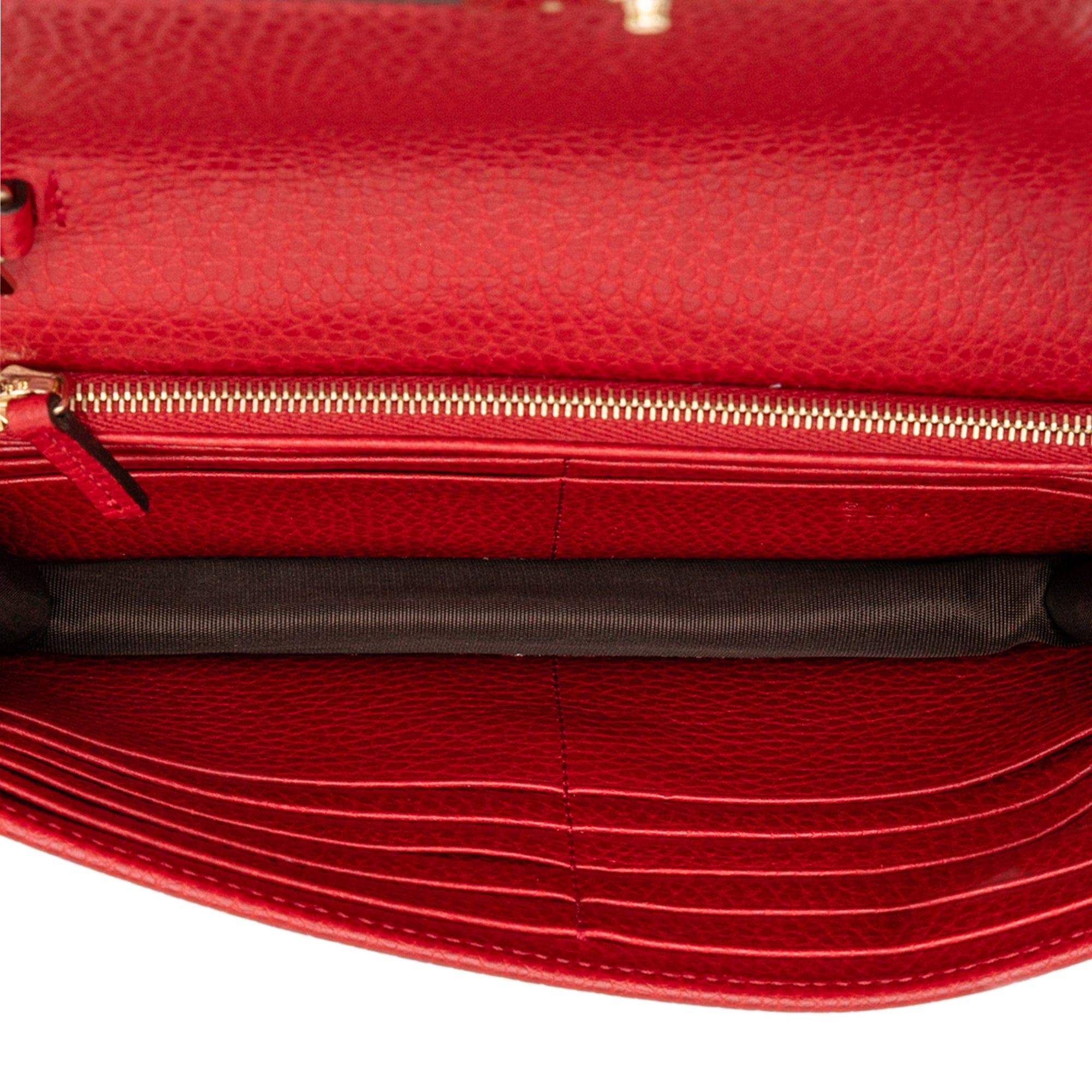 Leather Interlocking G Dollar Wallet on Chain