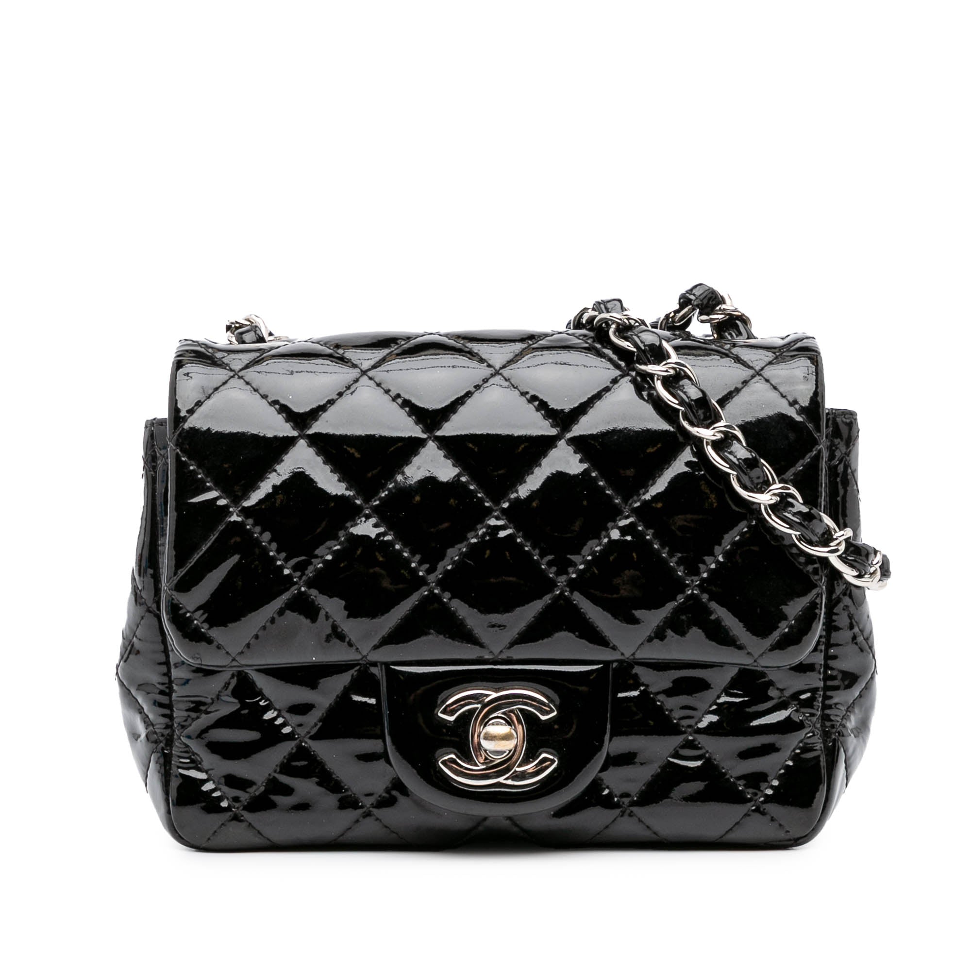Mini Square Classic Patent Single Flap