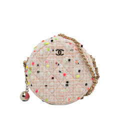 CC Round Tweed Crossbody Bag