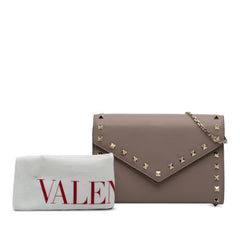 Calfskin Rockstud Envelope Wallet on Chain