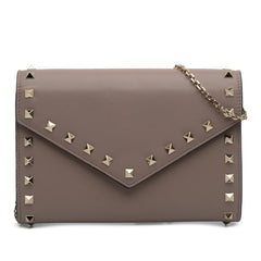 Calfskin Rockstud Envelope Wallet on Chain