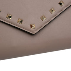 Calfskin Rockstud Envelope Wallet on Chain